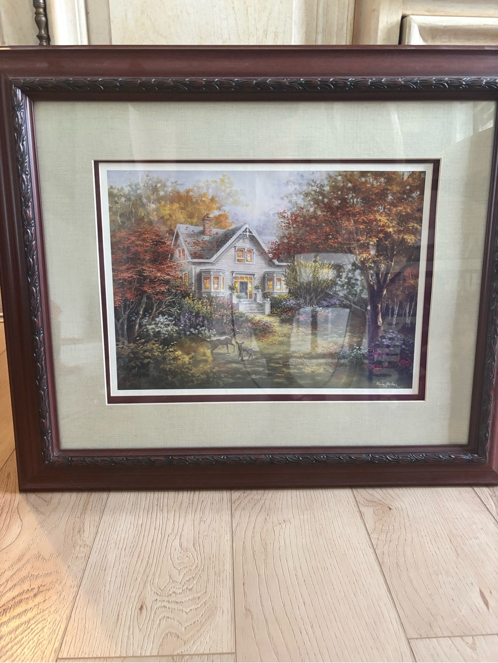 Nicky Boehme “Deer and Cottage” Framed Art Print 🦌🏡